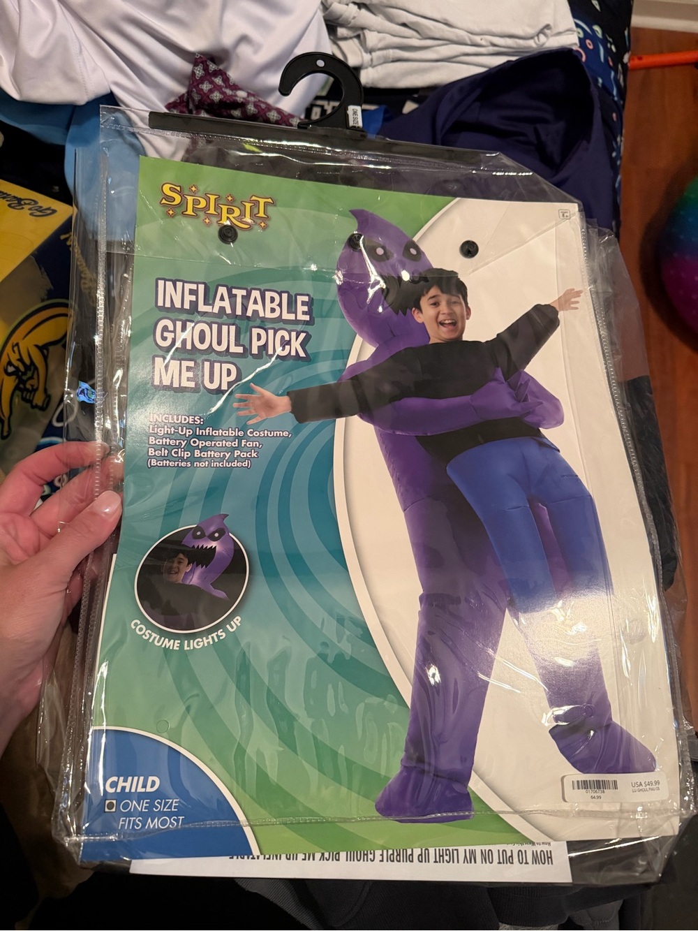 Spirit Inflatable Ghoul Pick Me Up Kids Costume - Purple/Black